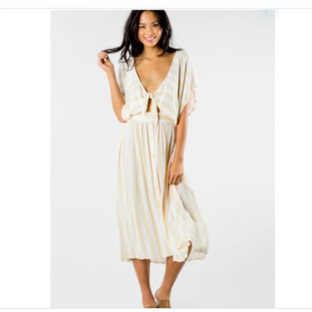 Rusty Yellow Striped Midi Dress